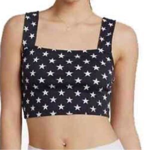 Roxy Good Sunday Strappy Crop Top women XL Navy white Stars